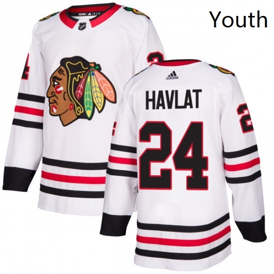 Youth Adidas Chicago Blackhawks 24 Martin Havlat Authentic White Away NHL Jersey